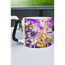 Zipzap Sword Art Online Anime Baskılı Seramik Lüks Kupa (1 Adet) Özel Siyah Kulp Dalga Kulp V5D