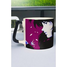 Zipzap Ghost In The Shell Anime Baskılı Seramik Lüks Kupa (1 Adet) Özel Siyah Kulp Dalga Kulp V1D