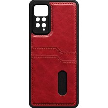 Aslanoğlu Store Newface Xiaomi Redmi Note 12 Pro 4g Kılıf Sara Kartvizitli Deri Kılıf - Kırmızı
