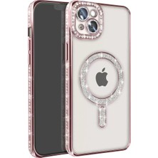 Aslanoğlu Store Newface Apple Iphone 15 Kılıf Joke Simli Magneticsafe Kılıf - Pembe