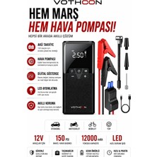 Armüz 12000 Mah Akıllı Akü Takviye ve Dijital Hava Pompası Akım Korumalı