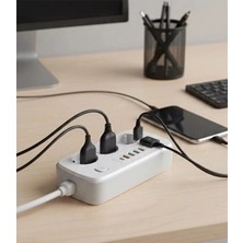  akım Korumalı Priz ve Masaüstü Şarj Istasyonu Kablosuz 3 Priz ,4 Usb, 2 Type-C Girişli 2 Me