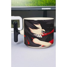 Zipzap Akame Ga Kill! Anime Baskılı Seramik Lüks Kupa (1 Adet) T Şeklinde Özel Siyah Kulp Dalga Kulp V5T