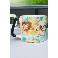 Zipzap Your Lie In April Anime Baskılı Seramik Lüks Kupa (1 Adet) Özel Siyah Kulp Dalga Kulp V5D