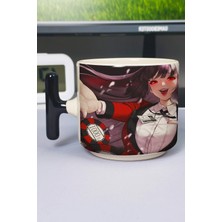 Zipzap Kakegurui Anime Baskılı Seramik Lüks Kupa (1 Adet) T Şeklinde Özel Siyah Kulp Dalga Kulp V1T