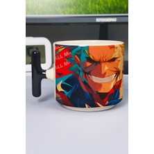 Zipzap My Hero Academia Anime Baskılı Seramik Lüks Kupa (1 Adet) T Şeklinde Özel Siyah Kulp Dalga Kulp V4T
