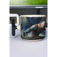 Zipzap Witcher 3 Baskılı Seramik Lüks Kupa (1 Adet) T Şeklinde Özel Siyah Kulp Dalga Kulp V4T