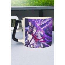 Zipzap Raiden Genshin Impact Baskılı Seramik Lüks Kupa (1 Adet) Özel Siyah Kulp Dalga Kulp V1D