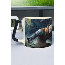 Zipzap Witcher 3 Baskılı Seramik Lüks Kupa (1 Adet) Özel Siyah Kulp Dalga Kulp V4D