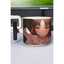 Zipzap Kaguya Sama Anime Baskılı Seramik Lüks Kupa (1 Adet) T Şeklinde Özel Siyah Kulp Dalga Kulp V3T