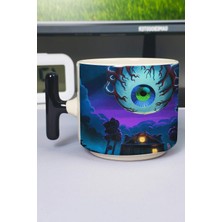 Zipzap Terraria Baskılı Seramik Lüks Kupa (1 Adet) T Şeklinde Özel Siyah Kulp Dalga Kulp V3T