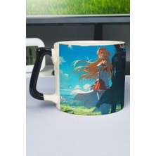Zipzap Sword Art Online Anime Baskılı Seramik Lüks Kupa (1 Adet) Özel Siyah Kulp Dalga Kulp V1D