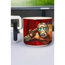 Zipzap Borderlands Baskılı Seramik Lüks Kupa (1 Adet) T Şeklinde Özel Siyah Kulp Dalga Kulp V3T