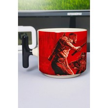 Zipzap Wolfenstein Baskılı Seramik Lüks Kupa (1 Adet) T Şeklinde Özel Siyah Kulp Dalga Kulp V5T