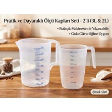 Abnturk Çok Amaçlı 2li Dereceli Ölçü Kabı Seti 1000ML- 2000ML  Un, Şeker  Sıvı ve Katı Ölçekli Hazne Ergonomik Maşrapa