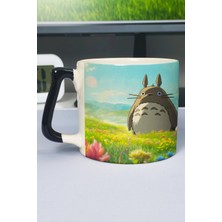 Zipzap Miyazaki Anime Baskılı Seramik Lüks Kupa (1 Adet) Özel Siyah Kulp Dalga Kulp V3D