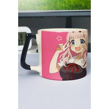 Zipzap Kaguya Sama Anime Baskılı Seramik Lüks Kupa (1 Adet) Özel Siyah Kulp Dalga Kulp V5D