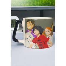 Zipzap Anohana Anime Baskılı Seramik Lüks Kupa (1 Adet) Özel Siyah Kulp Dalga Kulp V1D