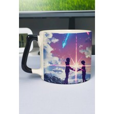 Zipzap Kimi No Na Wa Anime Baskılı Seramik Lüks Kupa (1 Adet) Özel Siyah Kulp Dalga Kulp V2D