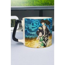 Zipzap Dororo Anime Baskılı Seramik Lüks Kupa (1 Adet) Özel Siyah Kulp Dalga Kulp V2D