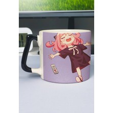 Zipzap Spy × Family Anime Baskılı Seramik Lüks Kupa (1 Adet) Özel Siyah Kulp Dalga Kulp V1D