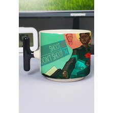 Zipzap Detroit Become Human Baskılı Seramik Lüks Kupa (1 Adet) T Şeklinde Özel Siyah Kulp Dalga Kulp V5T