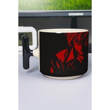 Zipzap Death Note Anime Baskılı Seramik Lüks Kupa (1 Adet) T Şeklinde Özel Siyah Kulp Dalga Kulp V2T