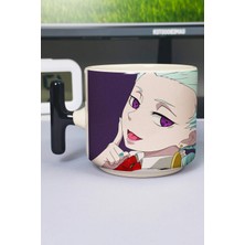 Zipzap Death Parade Anime Baskılı Seramik Lüks Kupa (1 Adet) T Şeklinde Özel Siyah Kulp Dalga Kulp V4T