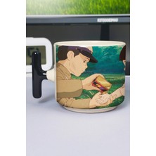 Zipzap Ateşböceklerinin Mezarı Grave Of The Fireflies Anime Baskılı Seramik Lüks Kupa (1 Adet) T Şeklinde Özel Siyah Kulp Dalga Kulp V2T