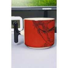 Zipzap Slam Dunk Anime Baskılı Seramik Lüks Kupa (1 Adet) T Şeklinde Özel Siyah Kulp Dalga Kulp V3T