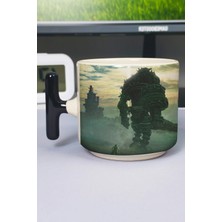 Zipzap Shadow Of The Colossus Baskılı Seramik Lüks Kupa (1 Adet) T Şeklinde Özel Siyah Kulp Dalga Kulp V4T