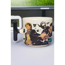 Zipzap Ao No Exorcist Anime Baskılı Seramik Lüks Kupa (1 Adet) T Şeklinde Özel Siyah Kulp Dalga Kulp V5T