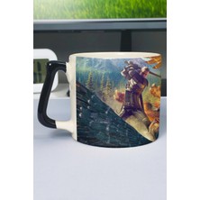 Zipzap Witcher 3 Baskılı Seramik Lüks Kupa (1 Adet) Özel Siyah Kulp Dalga Kulp V2D