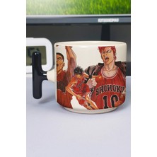 Zipzap Slam Dunk Anime Baskılı Seramik Lüks Kupa (1 Adet) T Şeklinde Özel Siyah Kulp Dalga Kulp V5T
