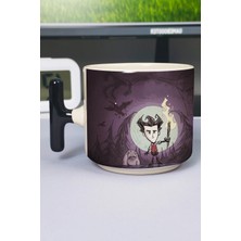 Zipzap Don't Starve Baskılı Seramik Lüks Kupa (1 Adet) T Şeklinde Özel Siyah Kulp Dalga Kulp V4T