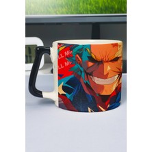 Zipzap My Hero Academia Anime Baskılı Seramik Lüks Kupa (1 Adet) Özel Siyah Kulp Dalga Kulp V4D