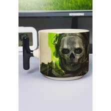 Zipzap Call Of Duty Baskılı Seramik Lüks Kupa (1 Adet) T Şeklinde Özel Siyah Kulp Dalga Kulp V2T