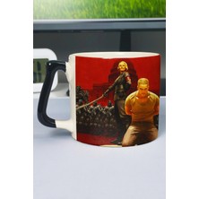 Zipzap Wolfenstein Baskılı Seramik Lüks Kupa (1 Adet) Özel Siyah Kulp Dalga Kulp V4D