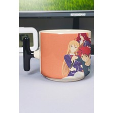 Zipzap Food Wars Anime Baskılı Seramik Lüks Kupa (1 Adet) T Şeklinde Özel Siyah Kulp Dalga Kulp V5T