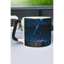 Zipzap Kimi No Na Wa Anime Baskılı Seramik Lüks Kupa (1 Adet) Özel Siyah Kulp Dalga Kulp V1D