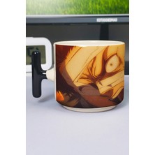 Zipzap Levi Ackerman Anime Baskılı Seramik Lüks Kupa (1 Adet) T Şeklinde Özel Siyah Kulp Dalga Kulp V1T