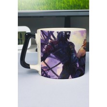 Zipzap Mass Effect Baskılı Seramik Lüks Kupa (1 Adet) Özel Siyah Kulp Dalga Kulp V5D