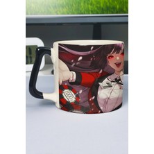 Zipzap Kakegurui Anime Baskılı Seramik Lüks Kupa (1 Adet) Özel Siyah Kulp Dalga Kulp V1D