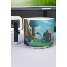 Zipzap Terraria Baskılı Seramik Lüks Kupa (1 Adet) T Şeklinde Özel Siyah Kulp Dalga Kulp V1T