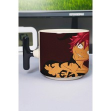 Zipzap Fairy Tail Anime Baskılı Seramik Lüks Kupa (1 Adet) T Şeklinde Özel Siyah Kulp Dalga Kulp V2T