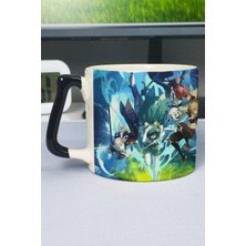 Zipzap Venti Genshin Impact Baskılı Seramik Lüks Kupa (1 Adet) Özel Siyah Kulp Dalga Kulp V5D