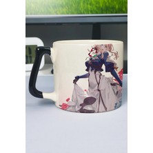 Zipzap Violet Evergarden Anime Baskılı Seramik Lüks Kupa (1 Adet) Özel Siyah Kulp Dalga Kulp V3D