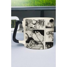 Zipzap Hajime No Ippo Anime Baskılı Seramik Lüks Kupa (1 Adet) Özel Siyah Kulp Dalga Kulp V5D
