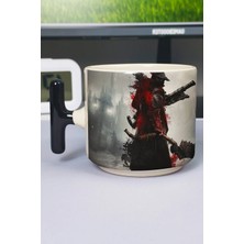 Zipzap Bloodborne Baskılı Seramik Lüks Kupa (1 Adet) T Şeklinde Özel Siyah Kulp Dalga Kulp V5T
