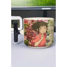 Zipzap Spirited Away Anime Baskılı Seramik Lüks Kupa (1 Adet) T Şeklinde Özel Siyah Kulp Dalga Kulp V1T